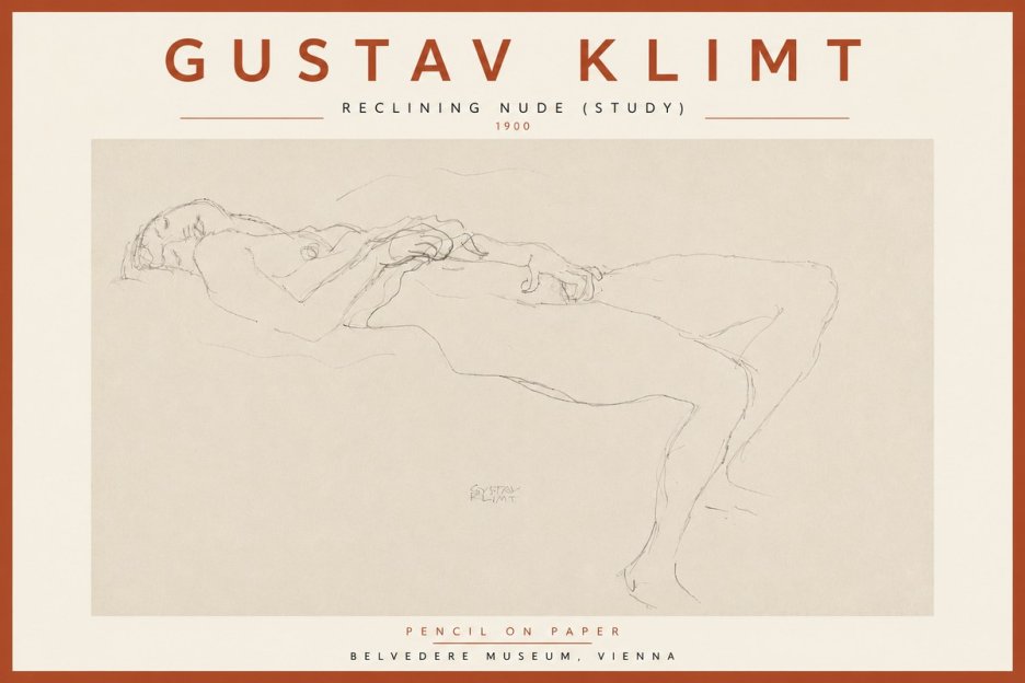 Klimt Reclining Nude (Study) No5 - Poszter