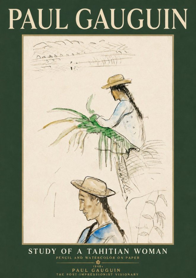 Paul Gauguin Study of a Tahitian Woman I No4 - Poszter