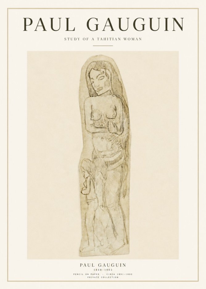 Paul Gauguin Study of a Tahitian Woman II No1 - Poszter