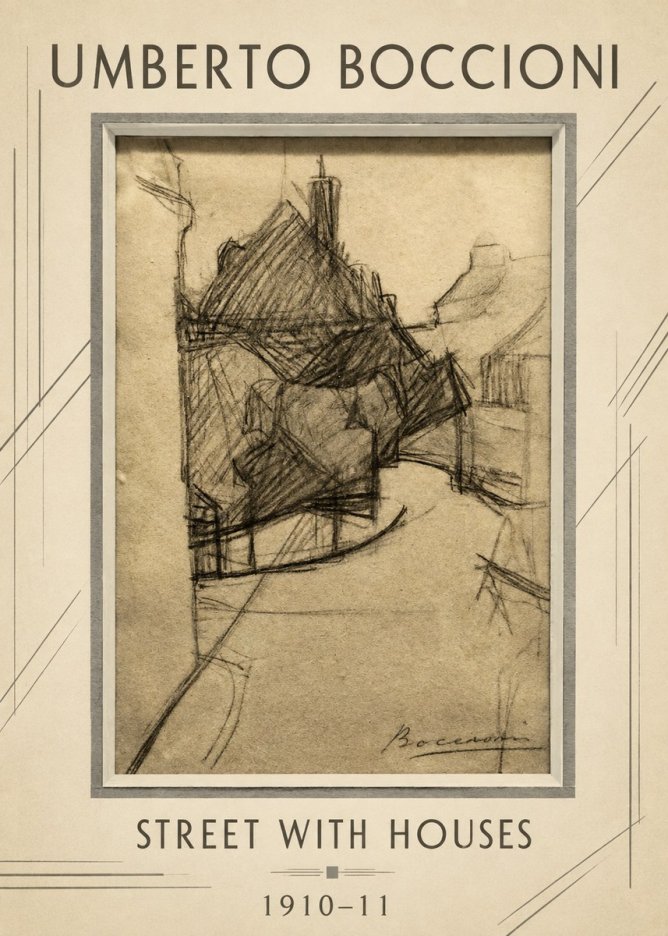 Umberto Boccioni Street with Houses No1 - Poszter