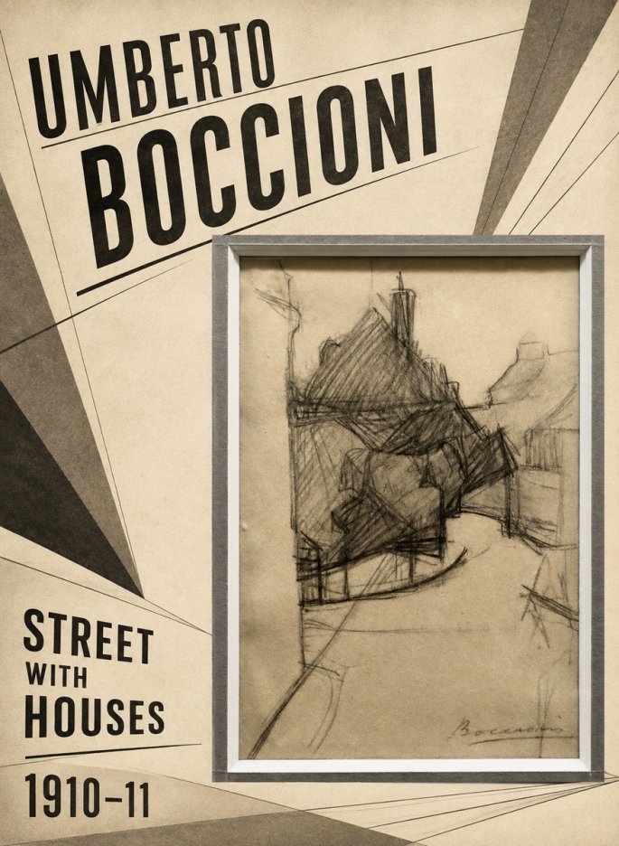Umberto Boccioni Street with Houses No2 - Poszter