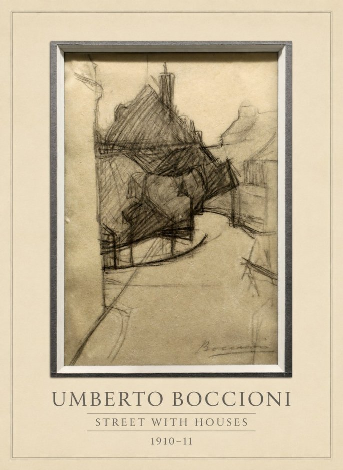 Umberto Boccioni Street with Houses No3 - Poszter