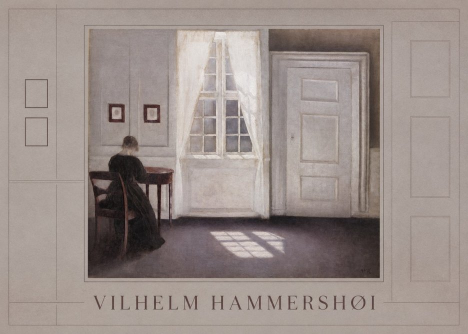 Vilhelm Hammershøi Interior with a Woman from the Back No1 - Poszter
