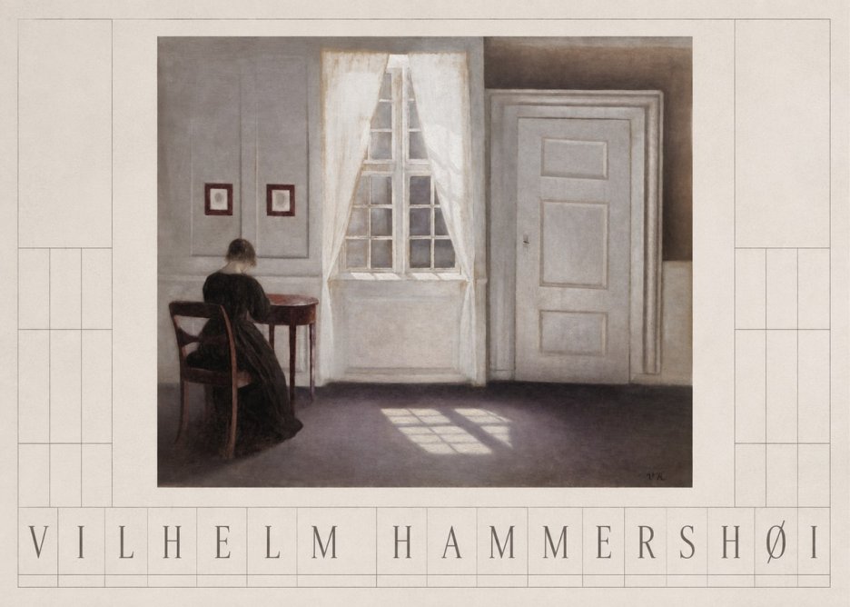 Vilhelm Hammershøi Interior with a Woman from the Back No3 - Poszter