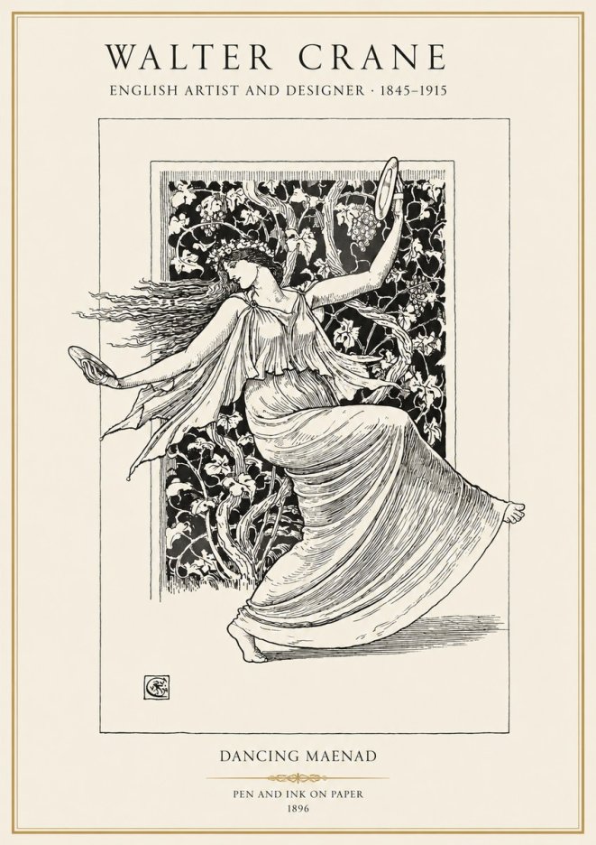 Walter Crane Dancing Maenad No1 - Poszter