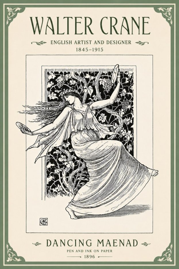 Walter Crane Dancing Maenad No4 - Poszter
