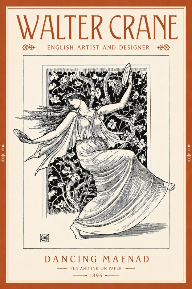 Walter Crane Dancing Maenad No5 - Poszter