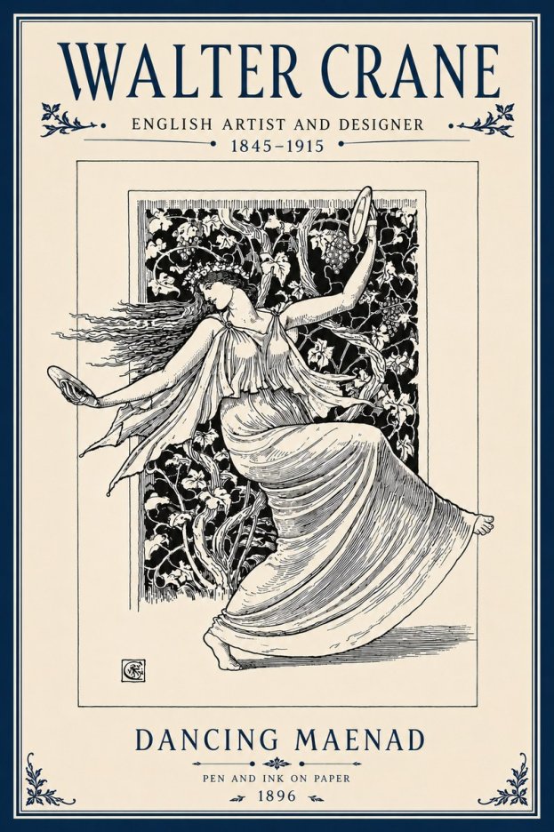 Walter Crane Dancing Maenad No6 - Poszter