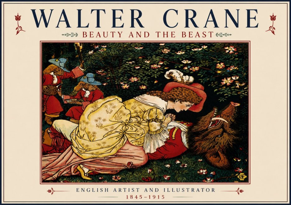 Walter Crane Beauty and the Beast No5 - Poszter
