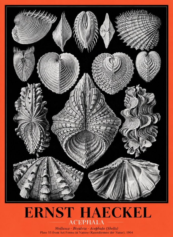Ernst Haeckel Acephala — Brachiopods Plate 55 — Cytherea. No5 - Poszter