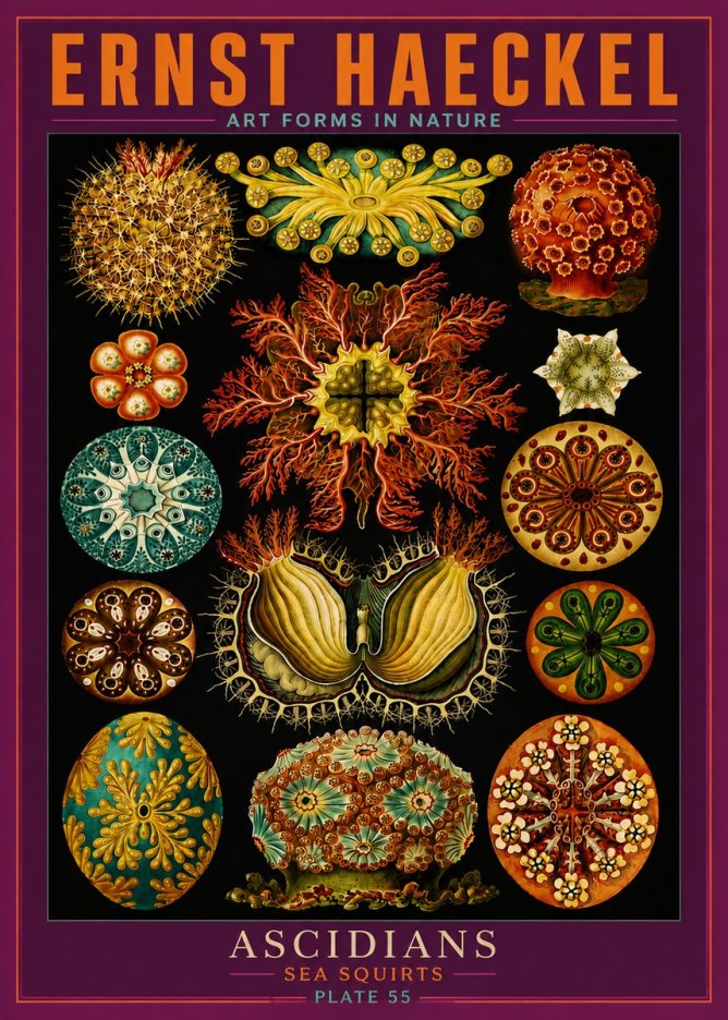 Ernst Haeckel Ascidiae — Sea Squirts No6 - Poszter