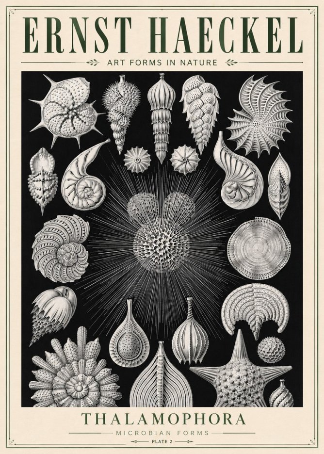 Ernst Haeckel Thalamophora - Microbian Forms - Plate 2 No5 - Poszter