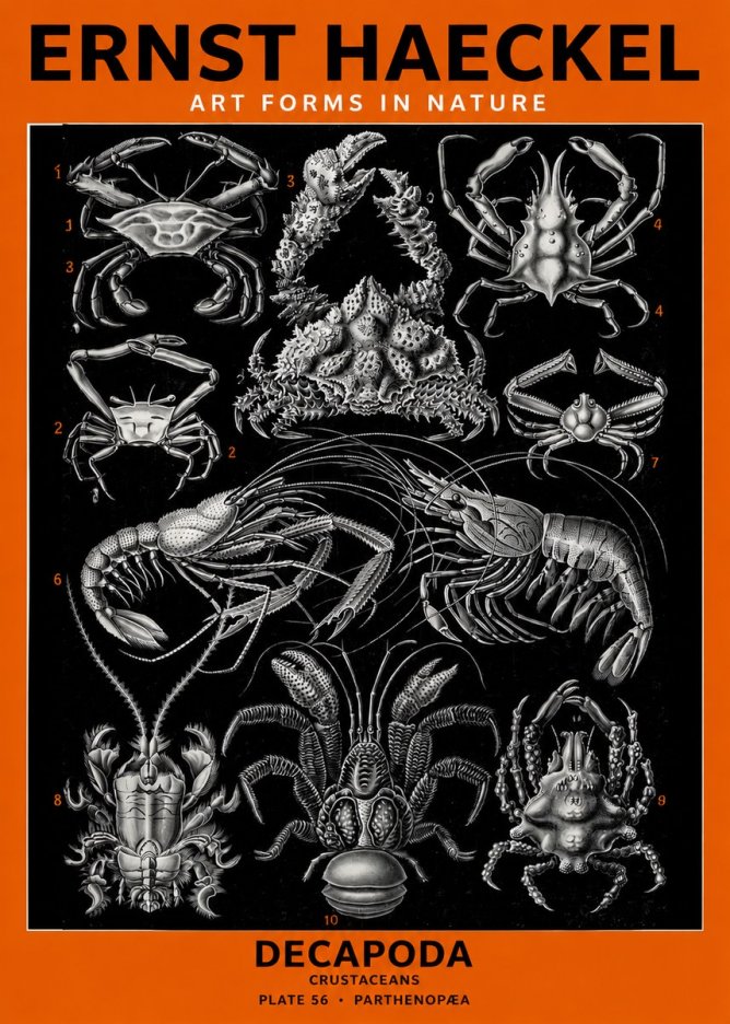 Ernst Haeckel Decapoda Brachyura and Macrura Plate 86 No6 - Poszter