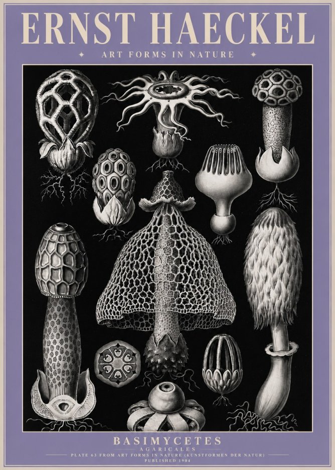 Ernst Haeckel Basimycetes Agaricales No4 - Poszter