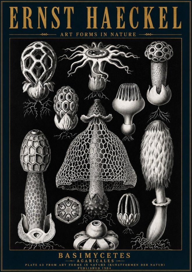 Ernst Haeckel Basimycetes Agaricales No6 - Poszter