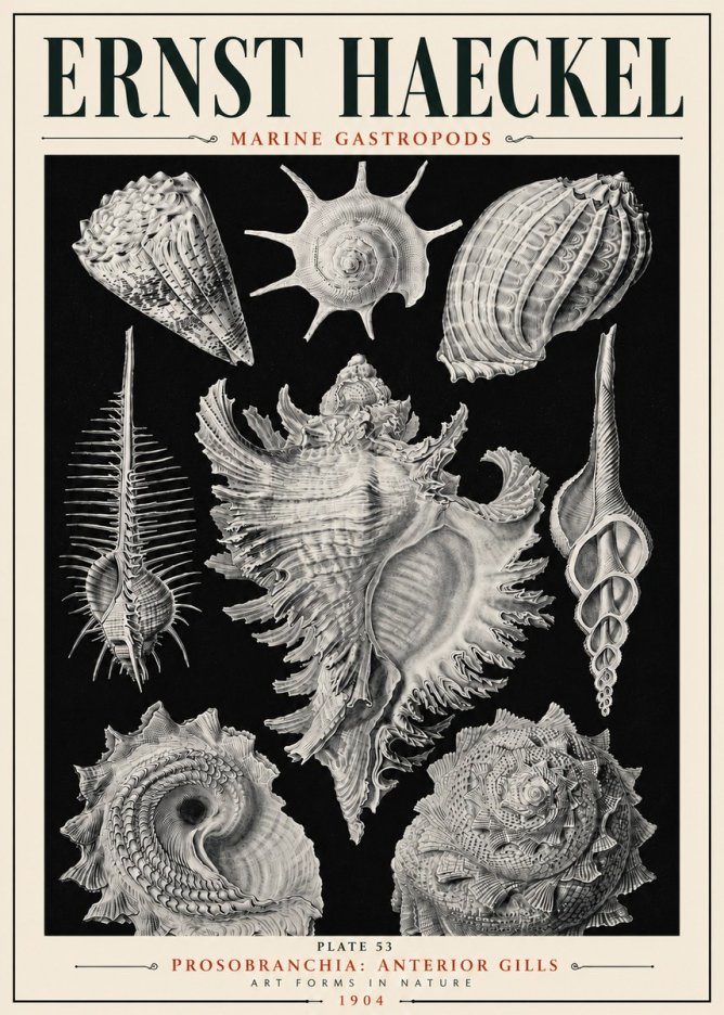 Ernst Haeckel Prosobranchia - Marine Gastropods No6 - Poszter