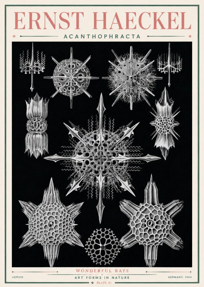 Ernst Haeckel Acanthophracta - Wonderful Rays No3 - Poszter