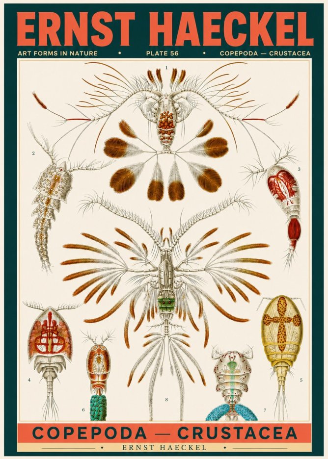 Ernst Haeckel Copepoda — Crustacea Plate 56 No2 - Poszter
