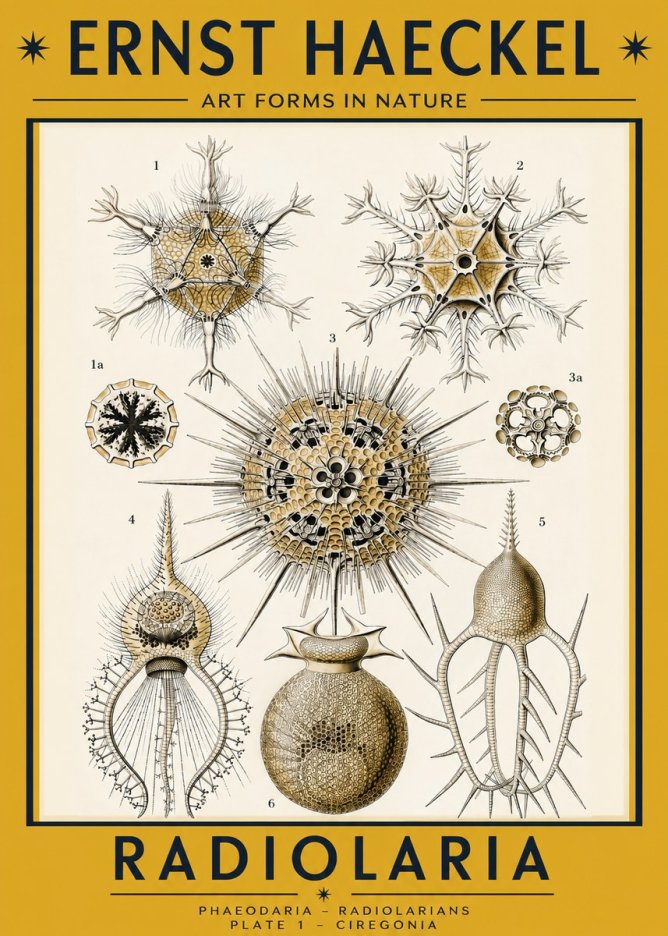 Ernst Haeckel Radiolaria - Plate 1 - Ciregonia No2 - Poszter