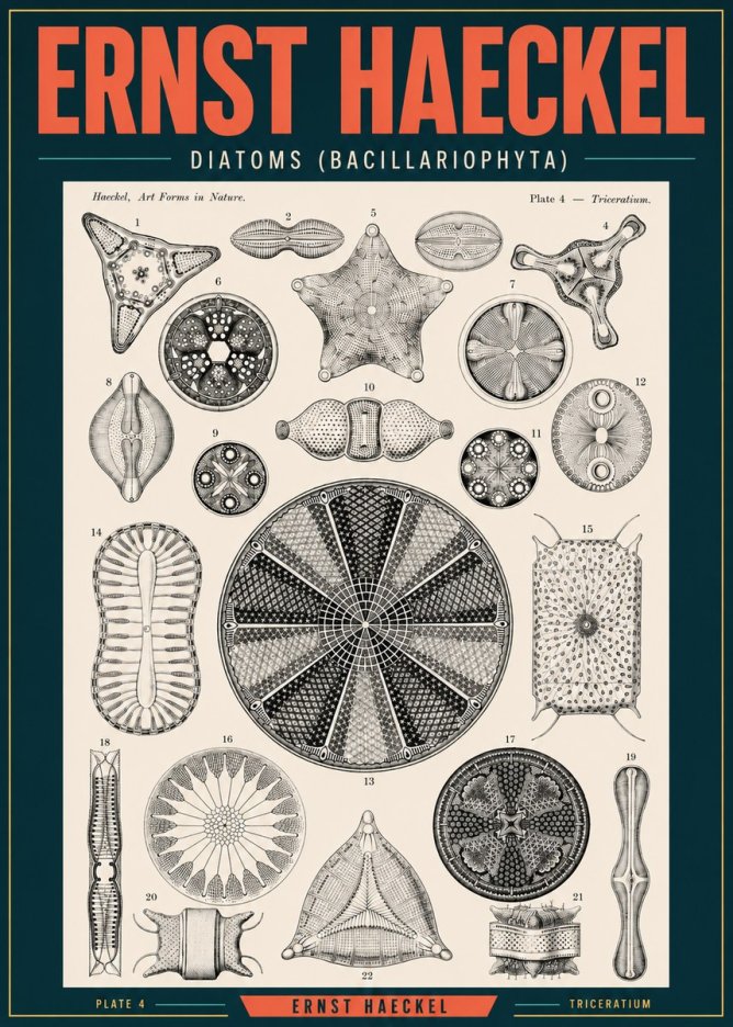 Ernst Haeckel Diatoms (Bacillariophyta) Plate 4 – Triceratium No2 - Poszter
