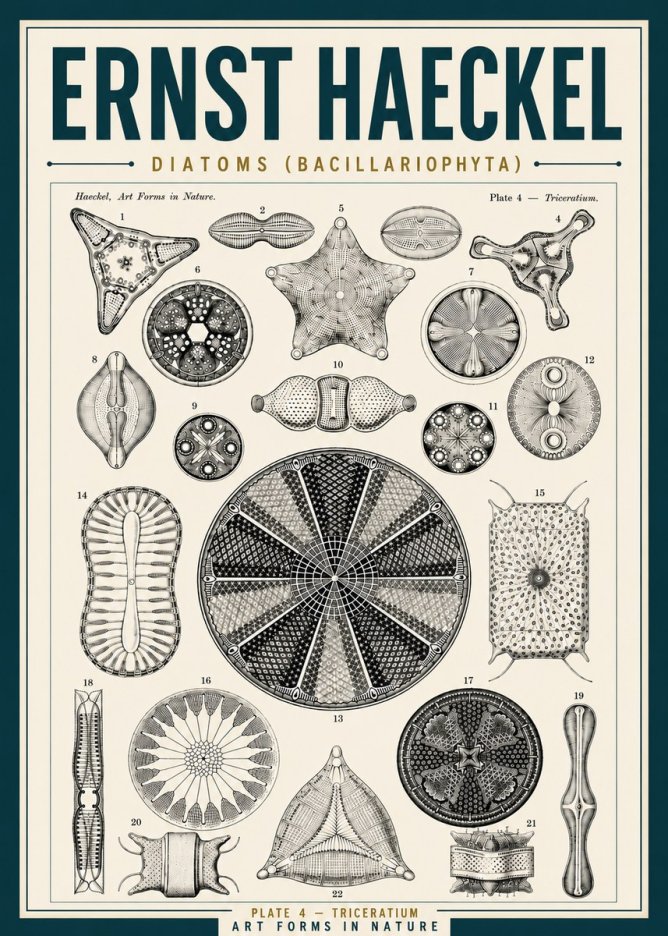 Ernst Haeckel Diatoms (Bacillariophyta) Plate 4 – Triceratium No5 - Poszter