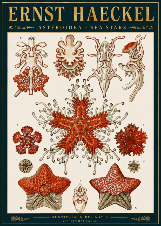 Ernst Haeckel Asteroidea. Sea Stars No6 - Poszter