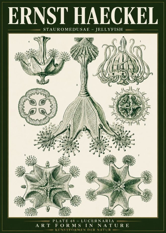 Ernst Haeckel Stauromedusae – Jellyfish No5 - Poszter