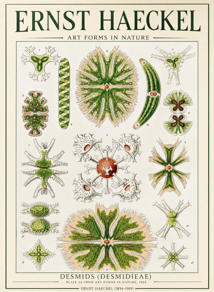 Ernst Haeckel Desmids (Desmidieae) No1 - Poszter