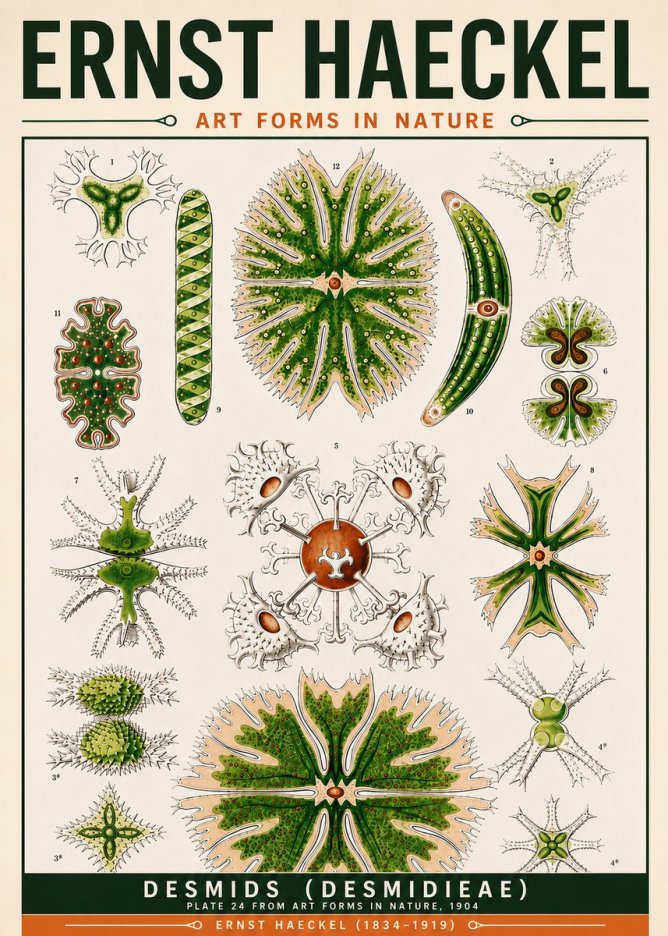 Ernst Haeckel Desmids (Desmidieae) No6 - Poszter