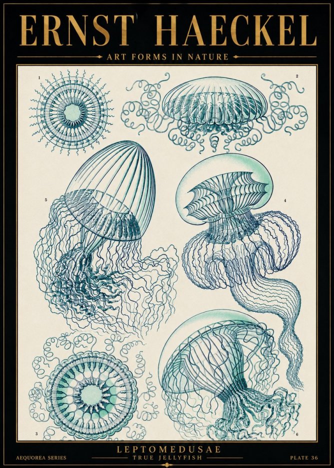 Ernst Haeckel Leptomedusae True Jellyfish No5 - Poszter