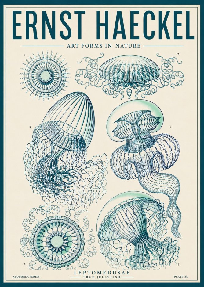 Ernst Haeckel Leptomedusae True Jellyfish No6 - Poszter