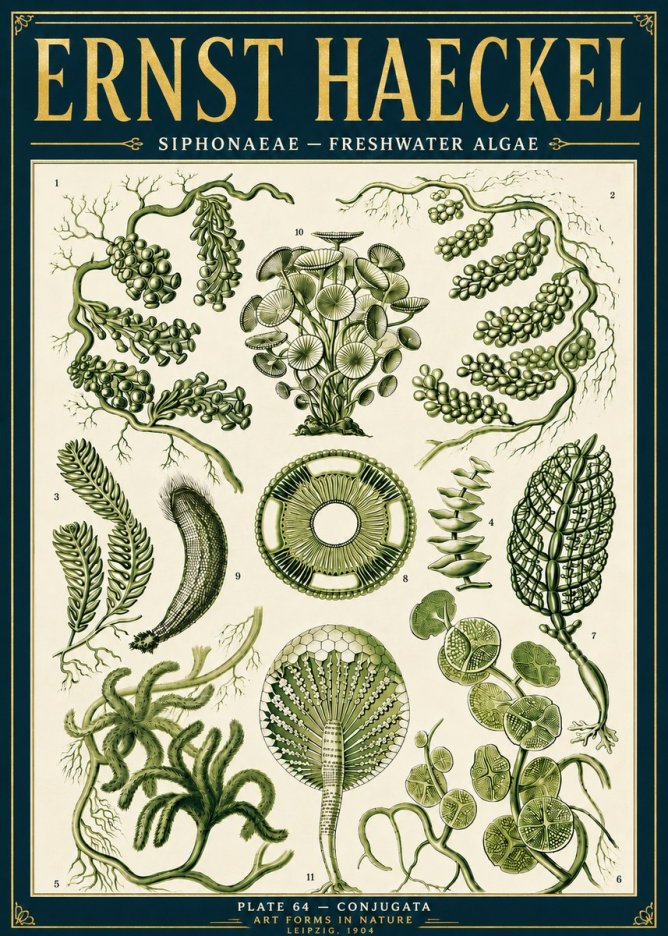 Ernst Haeckel Siphonaceae - Freshwater Algae No6 - Poszter