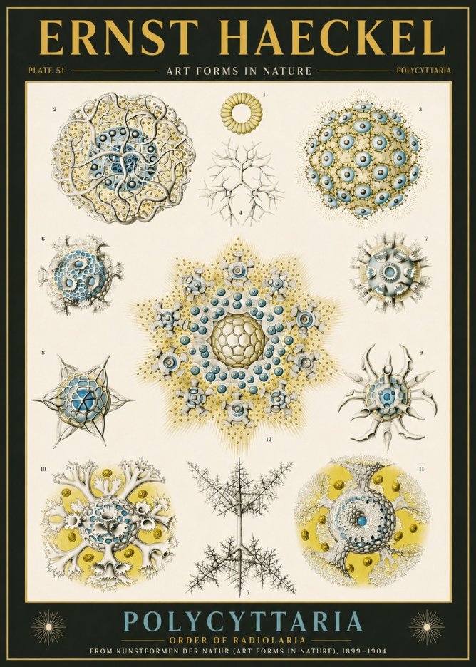 Ernst Haeckel Polycyttaria – Order of Radiolaria No6 - Poszter