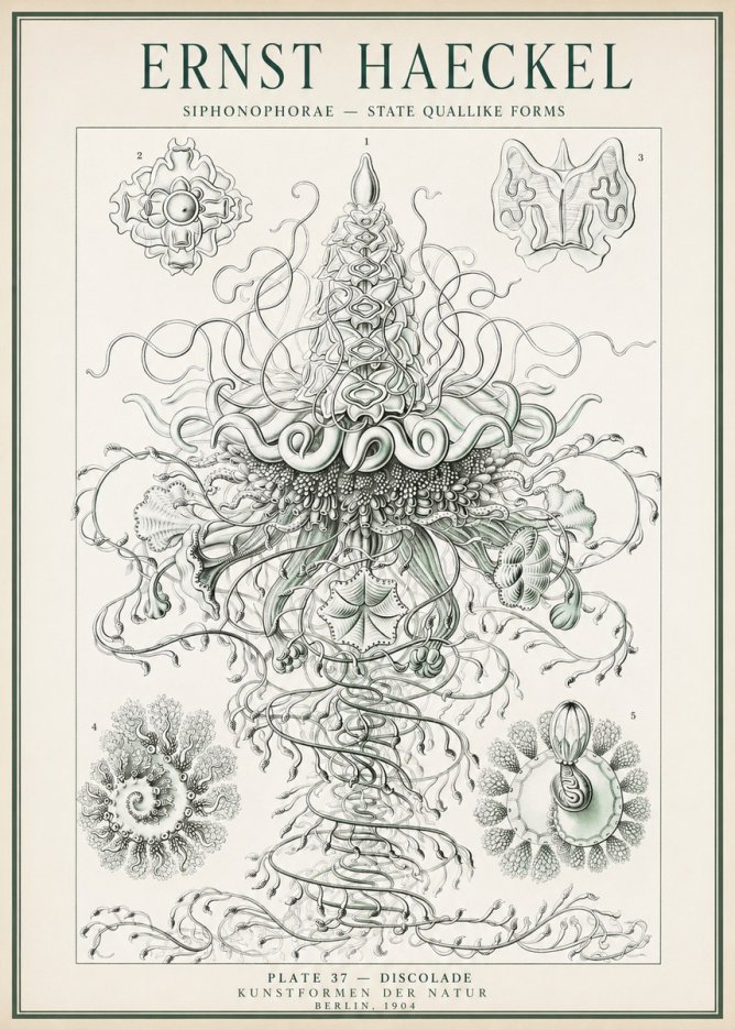Ernst Haeckel Siphonophorae – State Quallike Forms No1 - Poszter