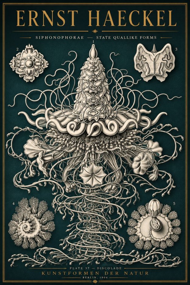 Ernst Haeckel Siphonophorae – State Quallike Forms No5 - Poszter