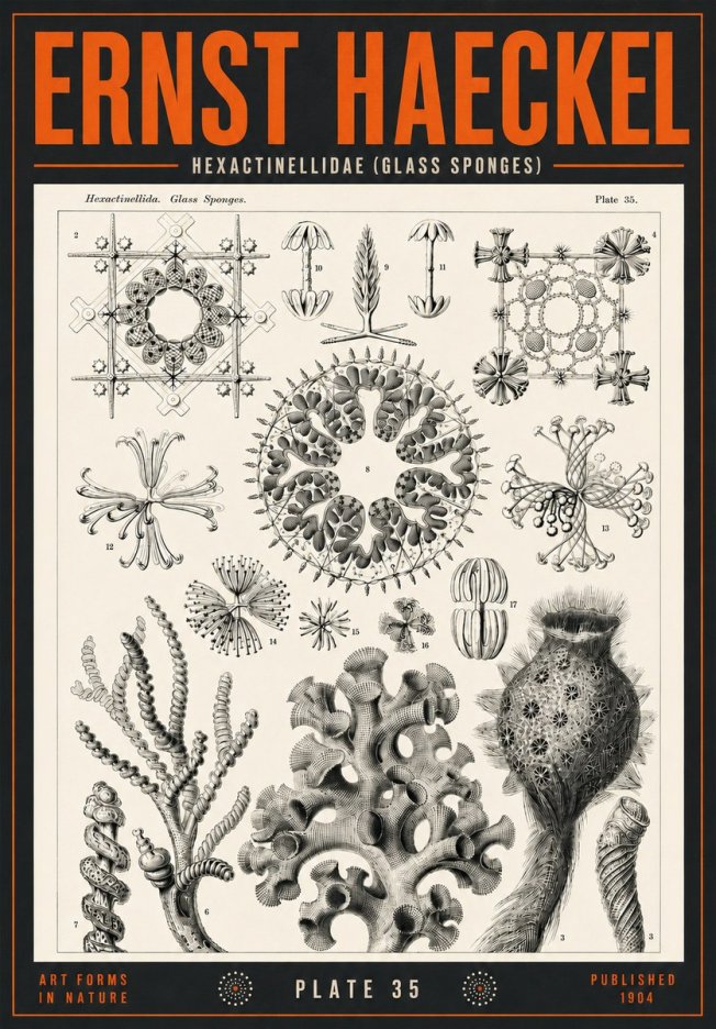 Ernst Haeckel Hexactinellida. Glass Sponges. No4 - Poszter
