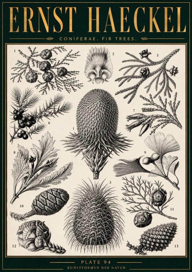 Ernst Haeckel Coniferae. Fir Trees. No4 - Poszter