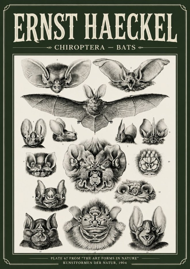 Ernst Haeckel Chiroptera Bats No6 - Poszter