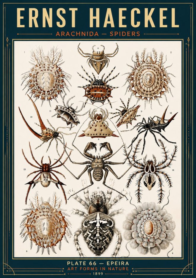 Ernst Haeckel Arachnida — Spiders No6 - Poszter