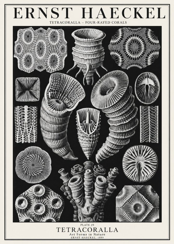 Ernst Haeckel Tetracoralla - Four-rayed Corals No1 - Poszter