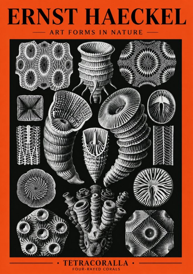 Ernst Haeckel Tetracoralla - Four-rayed Corals No5 - Poszter