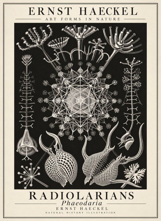 Ernst Haeckel Phaeodaria Radiolarians - Plate 61 No3 - Poszter