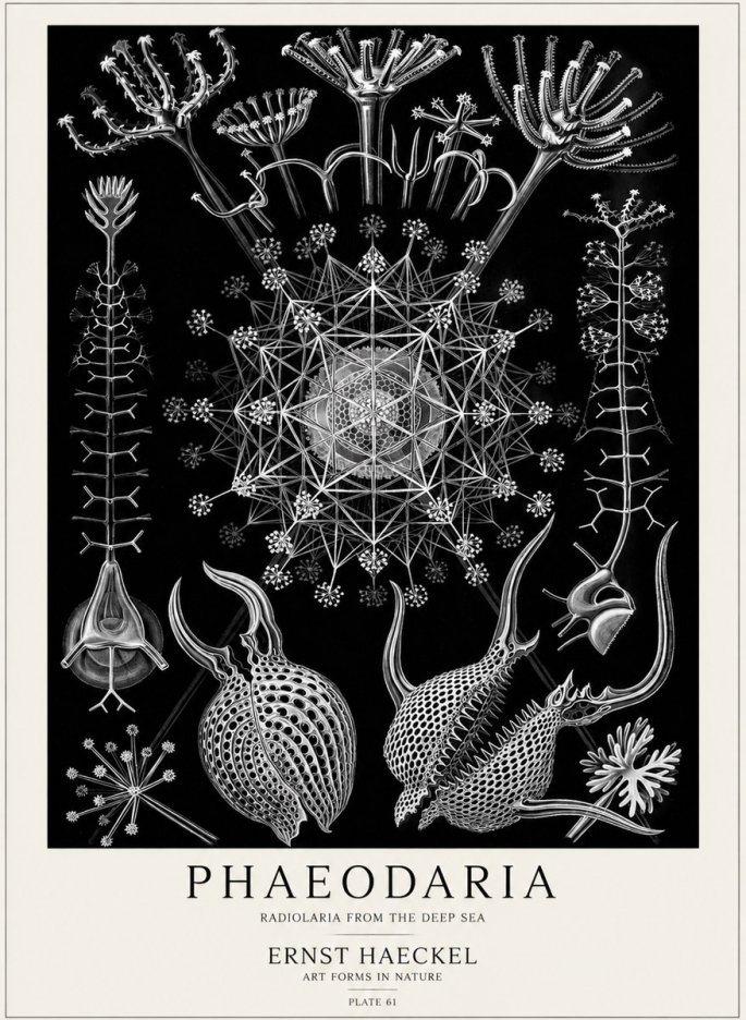 Ernst Haeckel Phaeodaria Radiolarians - Plate 61 No5 - Poszter