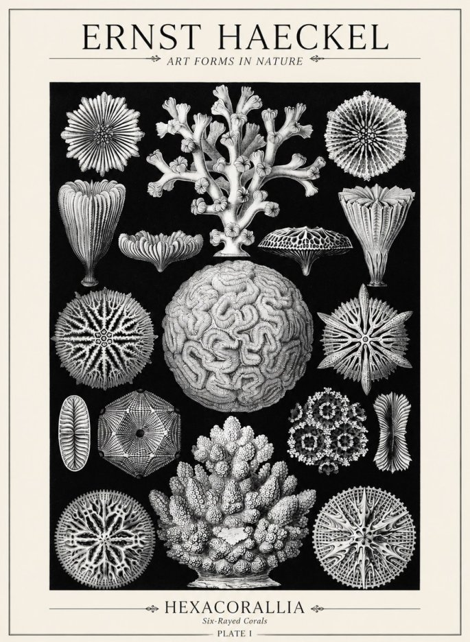 Ernst Haeckel Hexacoralla – Six-rayed Corals No5 - Poszter