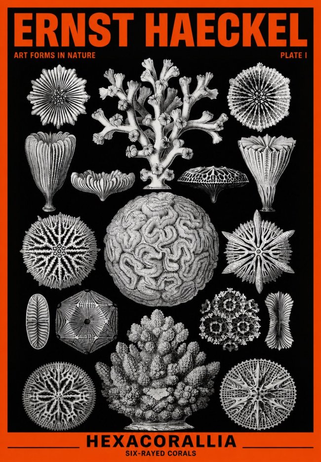 Ernst Haeckel Hexacoralla – Six-rayed Corals No6 - Poszter