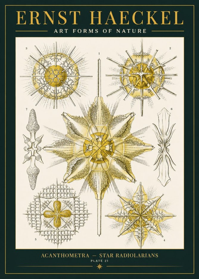 Ernst Haeckel Acanthometra - Star Radiolarians No2 - Poszter