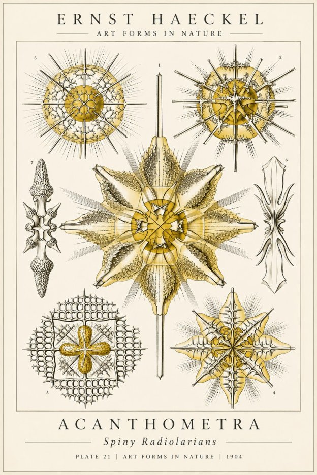 Ernst Haeckel Acanthometra - Star Radiolarians No6 - Poszter
