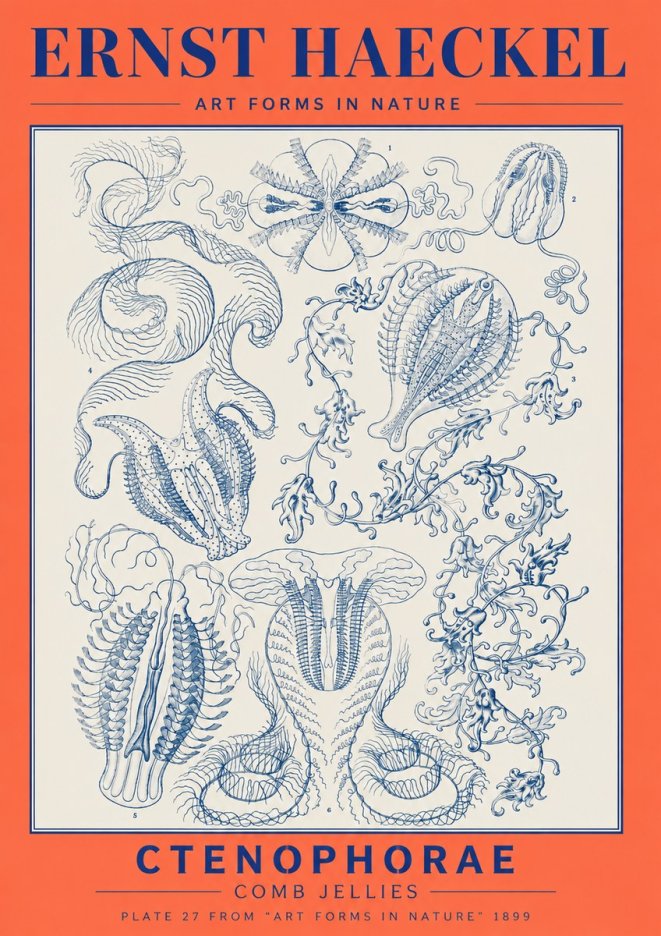 Ernst Haeckel Ctenophoræ – Comb Jellies No6 - Poszter