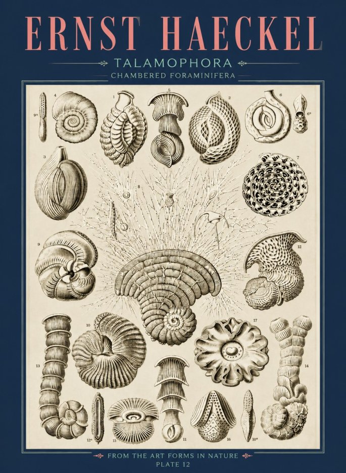 Ernst Haeckel Thalamophora – Foraminifera Plate 12 No4 - Poszter