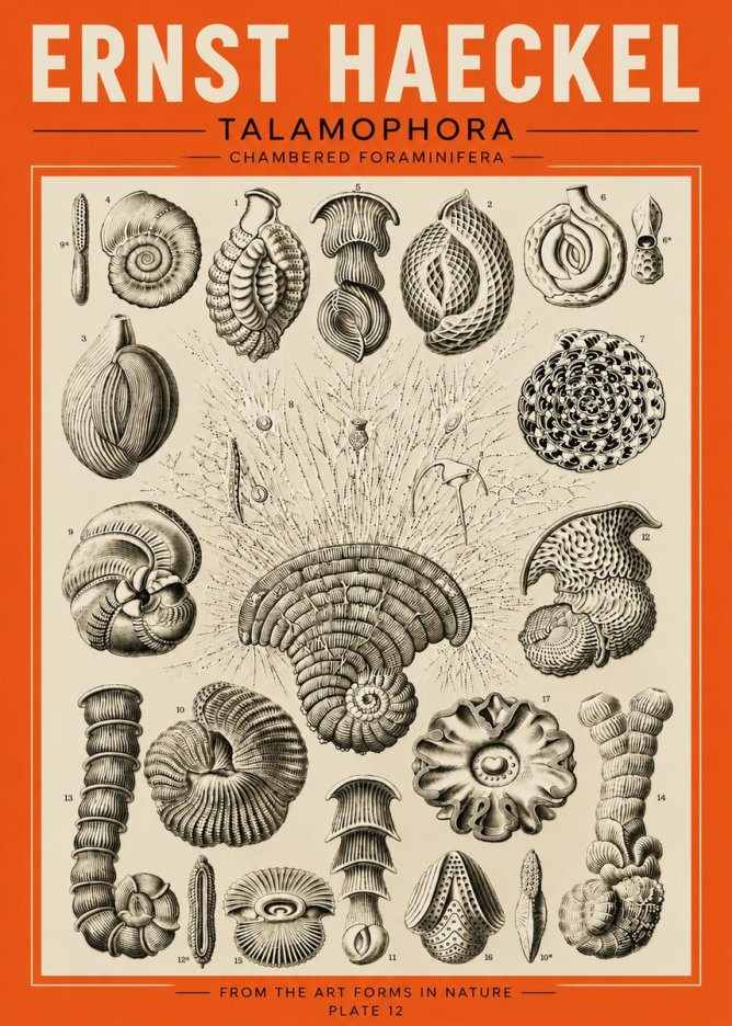 Ernst Haeckel Thalamophora – Foraminifera Plate 12 No5 - Poszter